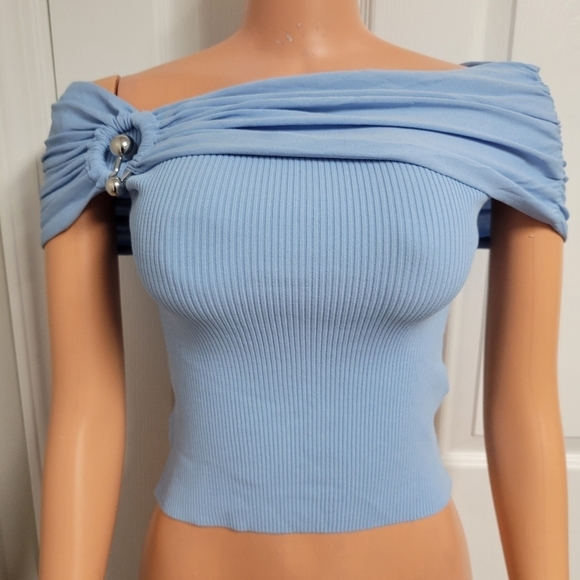 Zara Tops - ZARA NWT Light Blue Off-Shoulder Top Size XS.